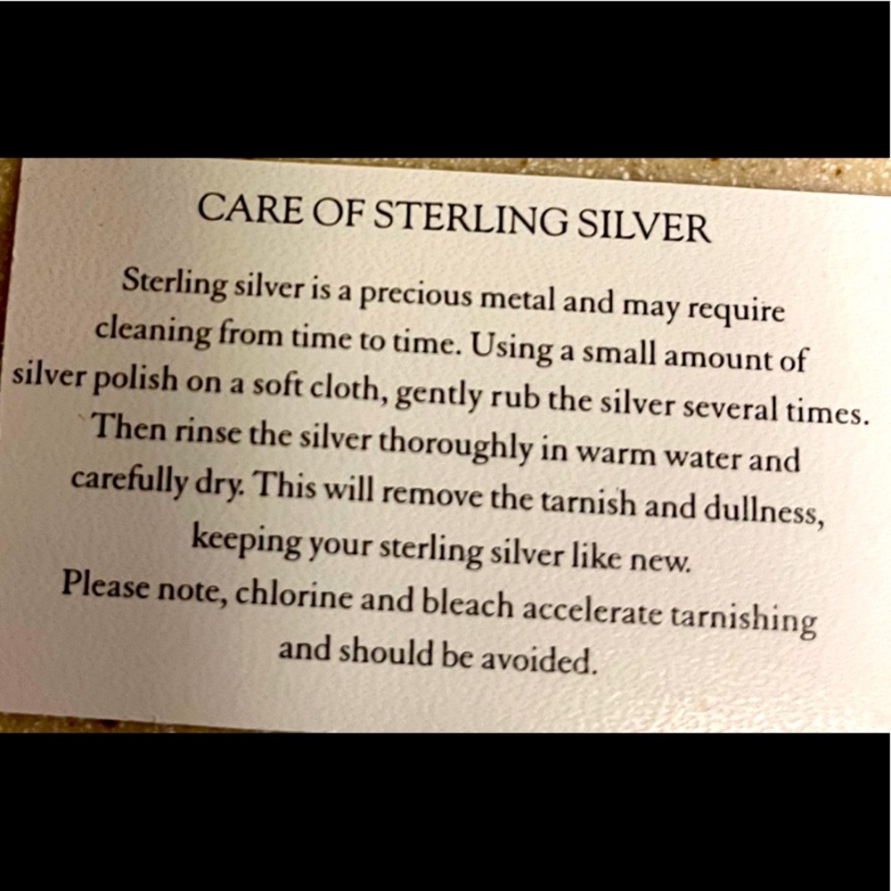 Cleaning instructions for sterling silver as per Tiffany